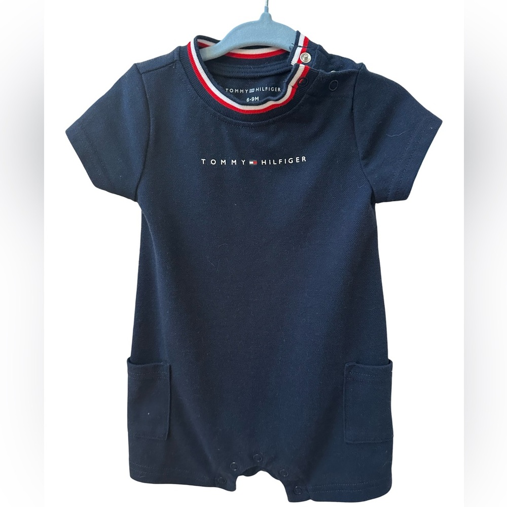 Tommy Hilfiger Navy Short Sleeve onesie romper for baby boy